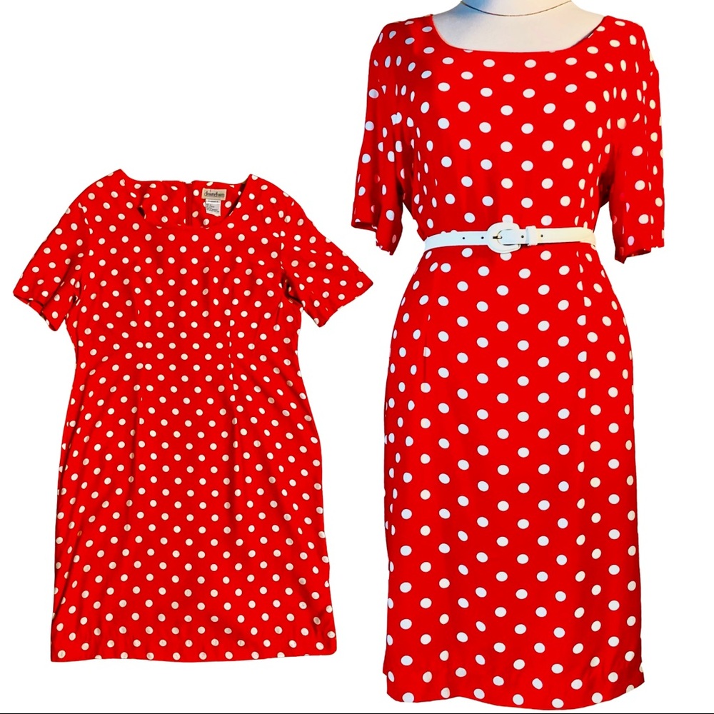 Vintage Polka MIDI Sheath Dress size 18